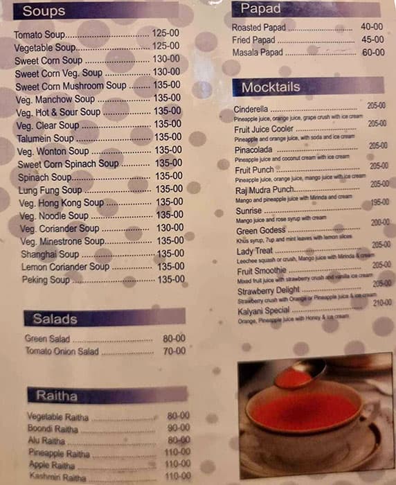Supreme Tatya Kalyani Veg Restaurant menu