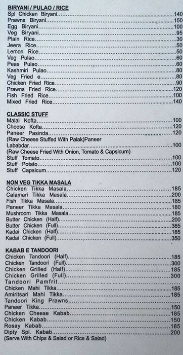 Dipty's menu