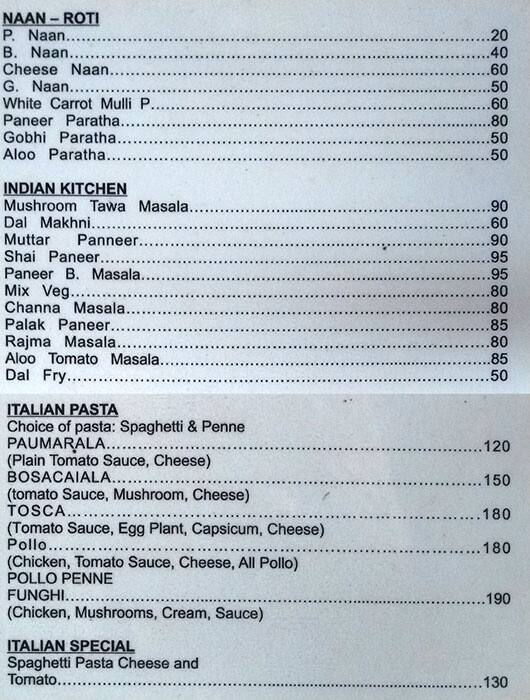 Dipty's menu