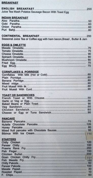 Dipty's menu