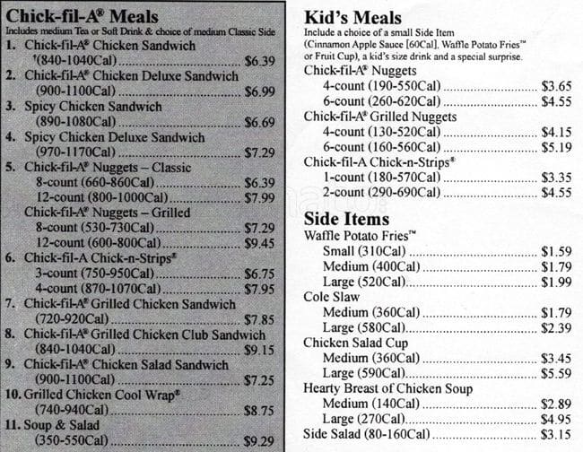 Chick fil a pdf menu toolbar