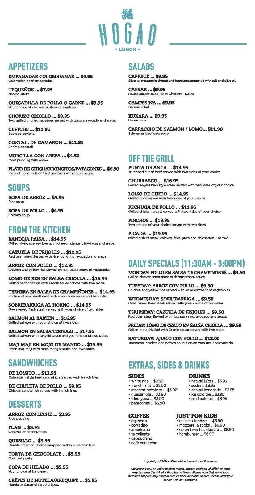 Hogao menu