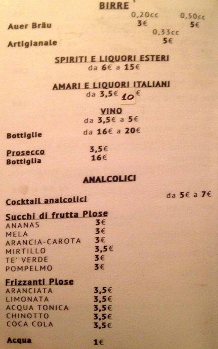 Menu di Mezzo vermuteria al Pigneto 