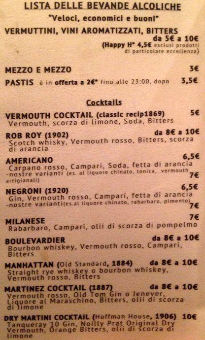 Menu di Mezzo vermuteria al Pigneto 
