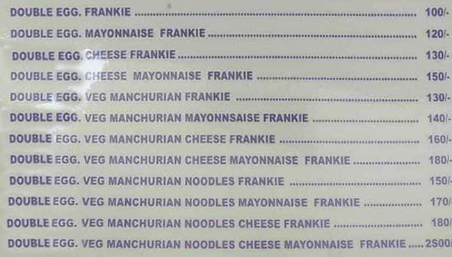 Menu of Ajay's Franky, Malad West, Mumbai