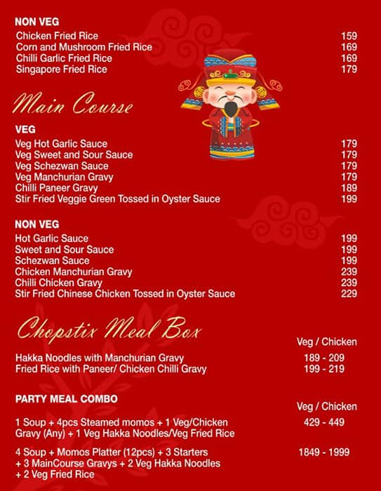 Menu at Chopstix, Noida