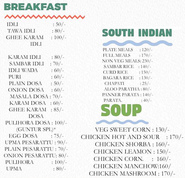 Menu of The Mom's Kitchen, Gachibowli, Hyderabad