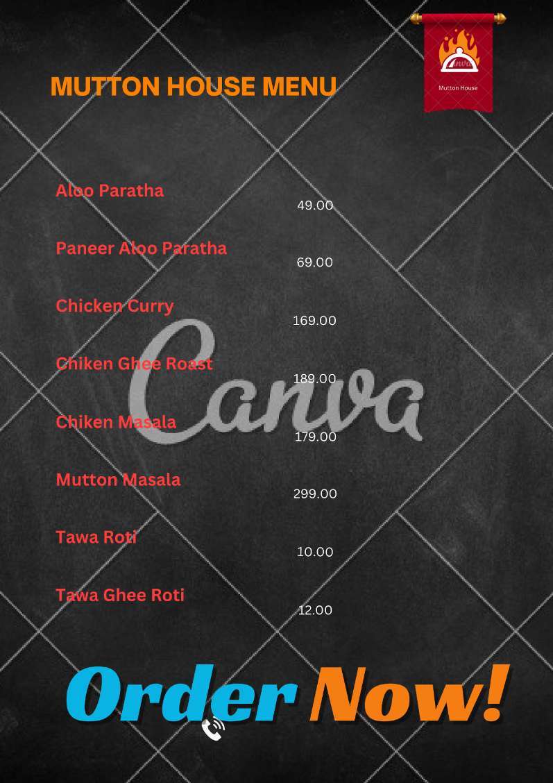 Menu of Mutton House, Electronic City, Bangalore