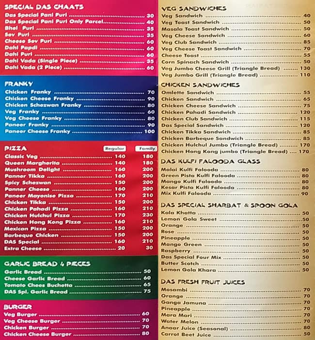 Das Fast Food menu