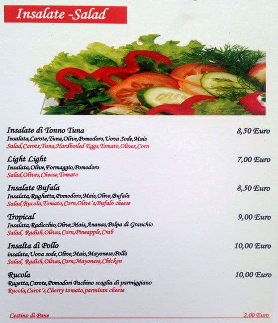 Menu di Degli Amici Miei Bar 