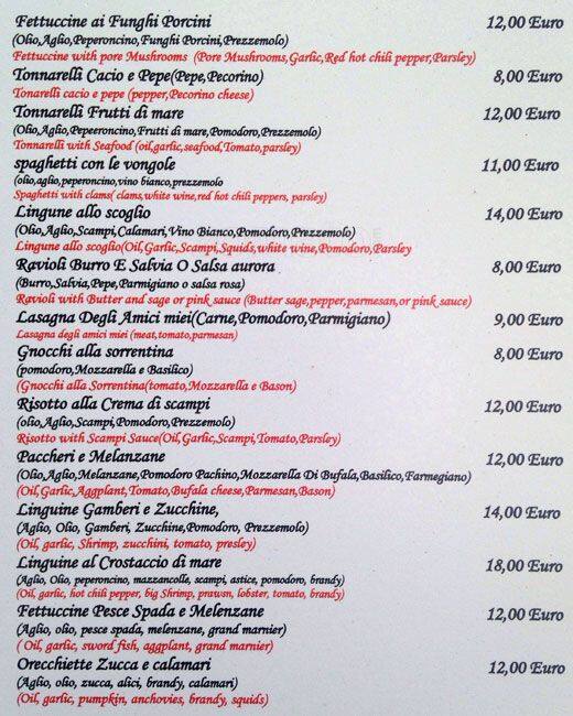 Menu di Degli Amici Miei Bar 