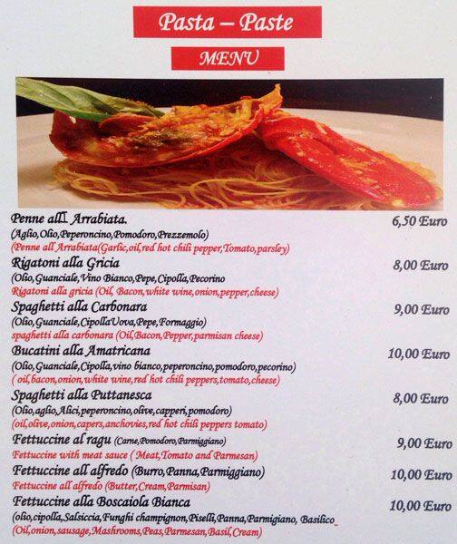 Menu di Degli Amici Miei Bar 