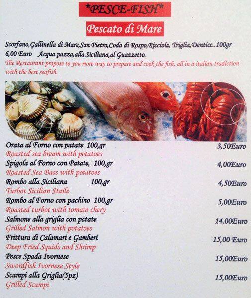 Menu di Degli Amici Miei Bar 