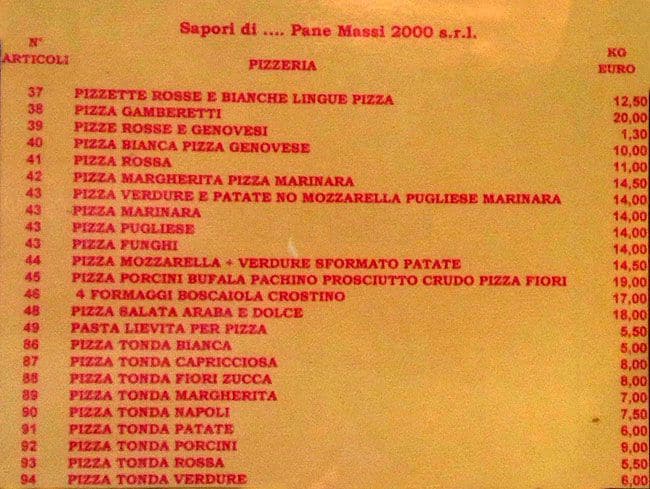 Menu di Sapori Di Pane 