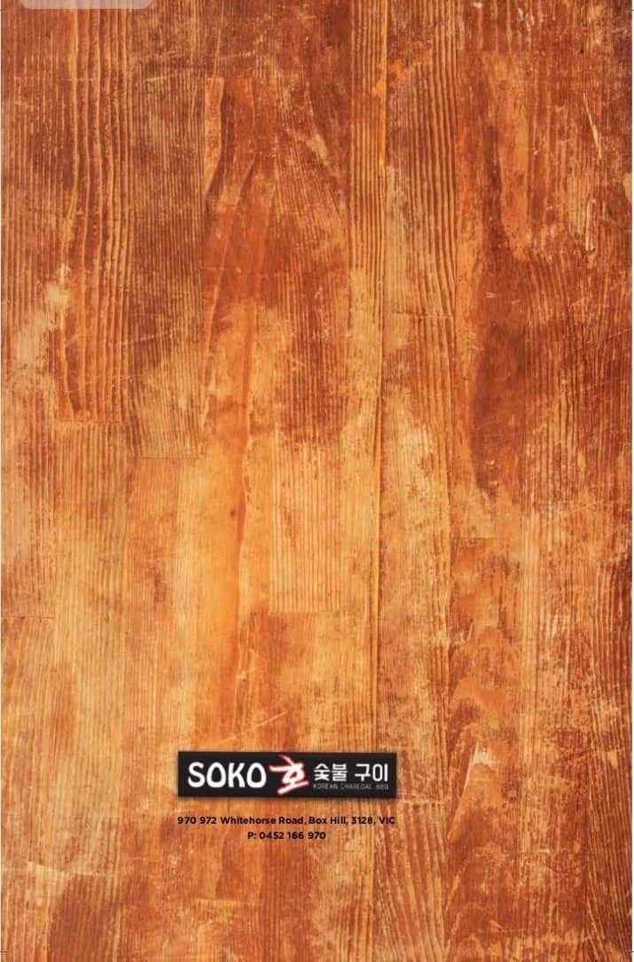Menu at SOKO Korean Charcoal BBQ, Box Hill