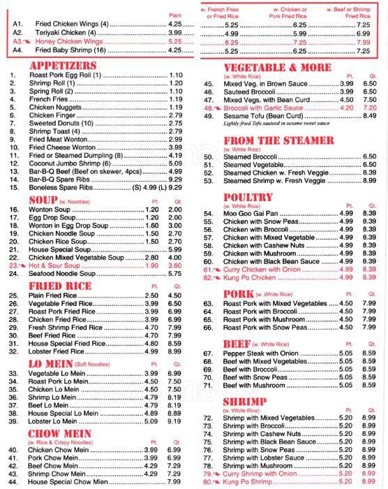 Jin Jin Menu, Menu for Jin Jin, Locust, Charlotte Urbanspoon/Zomato