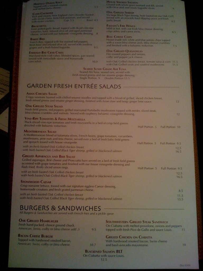 Stonewood Grill & Tavern Menu Urbanspoon/Zomato