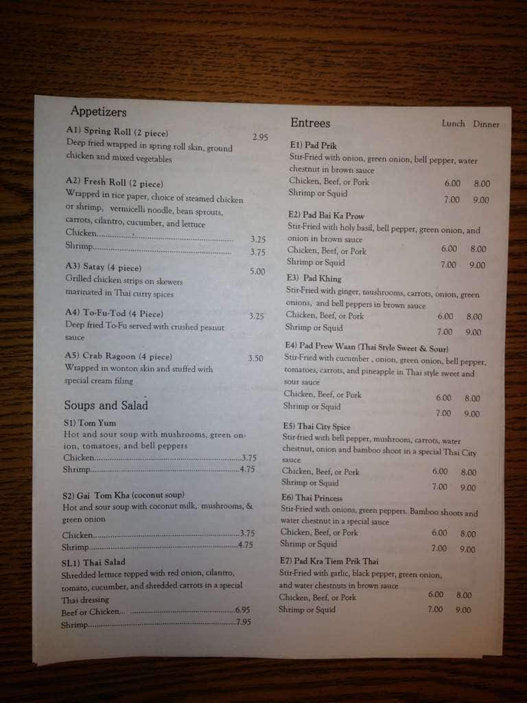 Thai City Menu, Menu for Thai City, Siloam Springs, Northwest Arkansas ...