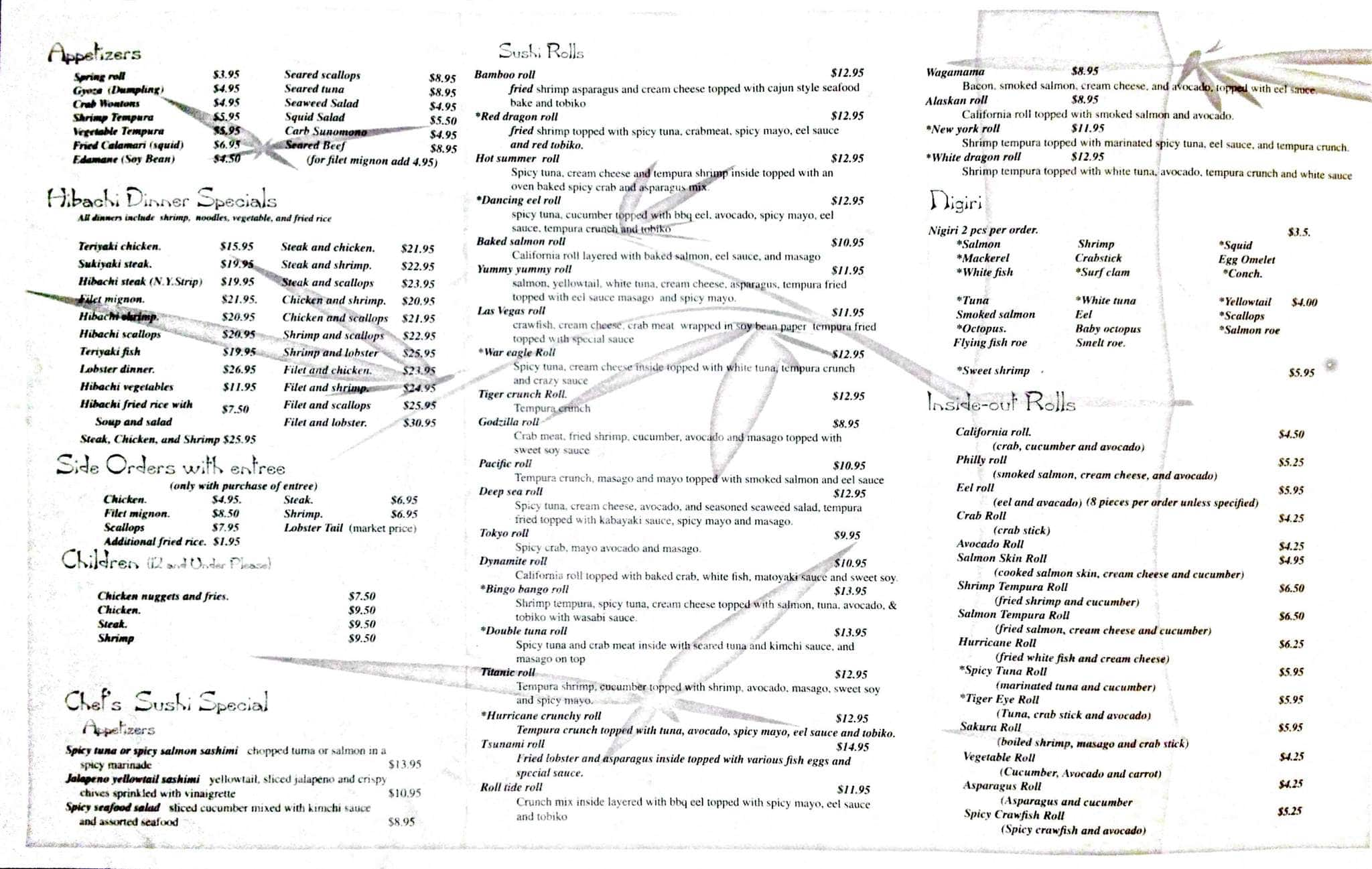 Bamboo Steakhouse & Sushi Bar Menu Urbanspoon/Zomato