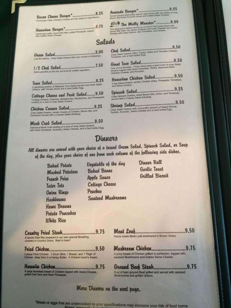 Menu at Molly's Family Restaurant, Spokane
