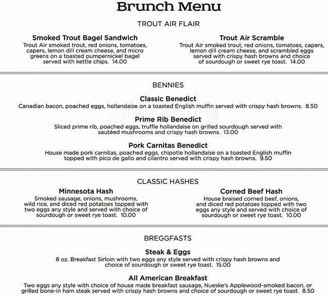 Trout Air Tavern menu, Menu restauracji Trout Air Tavern, Forest Lake