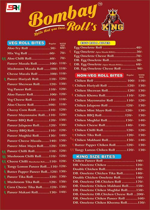 Menu of Bombay Rolls King, Kharadi, Pune