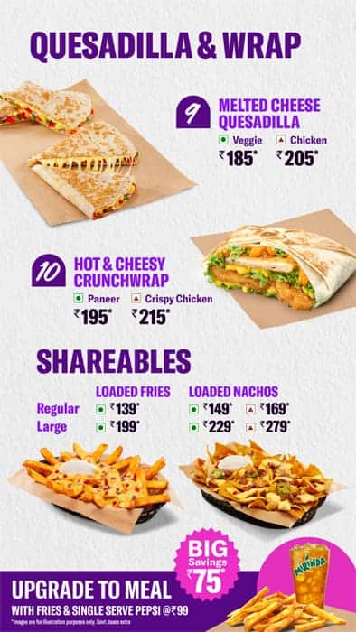 Menu Of Taco Bell, Magadi Road, Bangalore