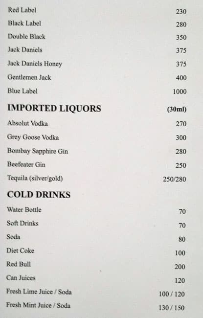 LB2 Lounge menu