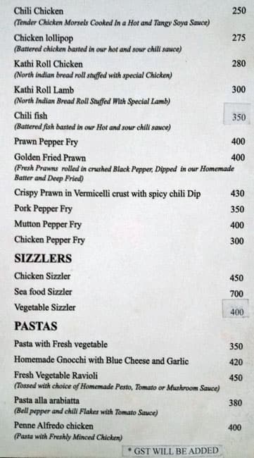 LB2 Lounge menu