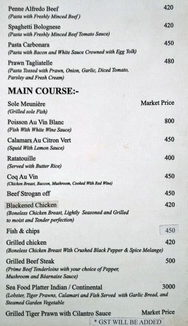 LB2 Lounge menu