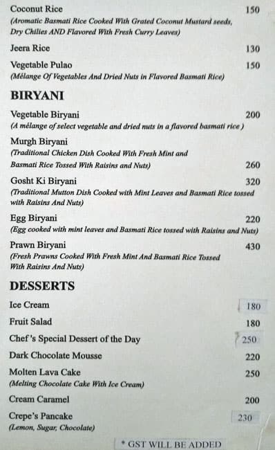 LB2 Lounge menu