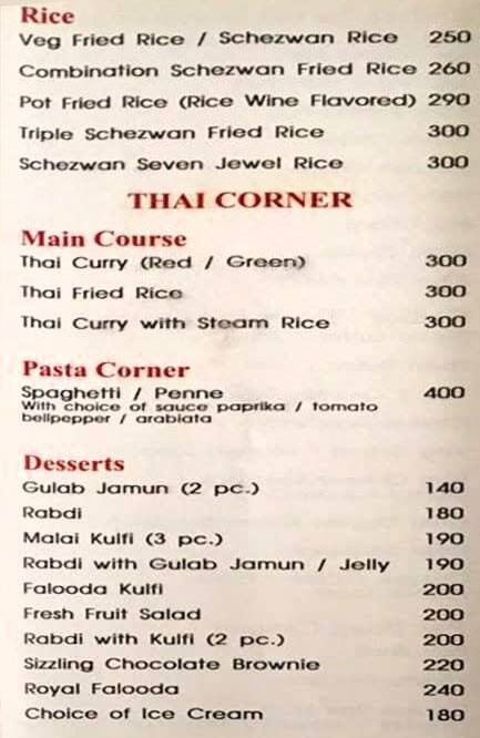 Kailash Parbat Hotel menu