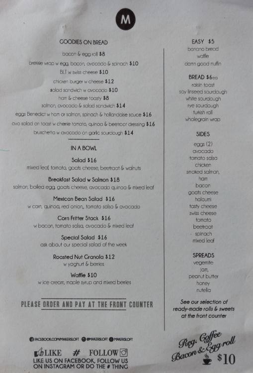 Maker's Loft Menu, Menu for Maker's Loft, Cammeray, Sydney Urbanspoon