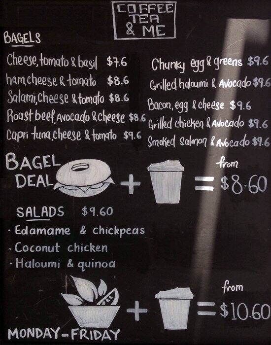 Coffee Tea & Me Menu, Menu for Coffee Tea & Me, Potts Point, Sydney