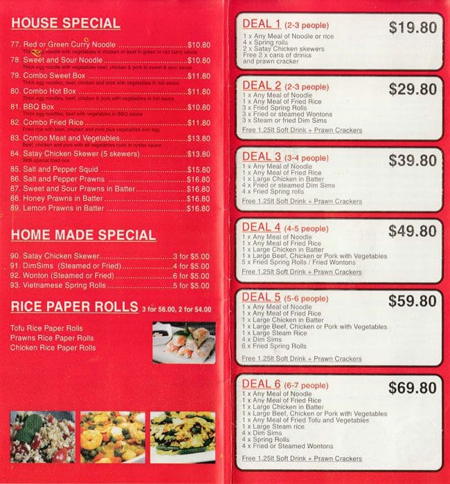 Menu at Rice Garden fast food, Sunbury
