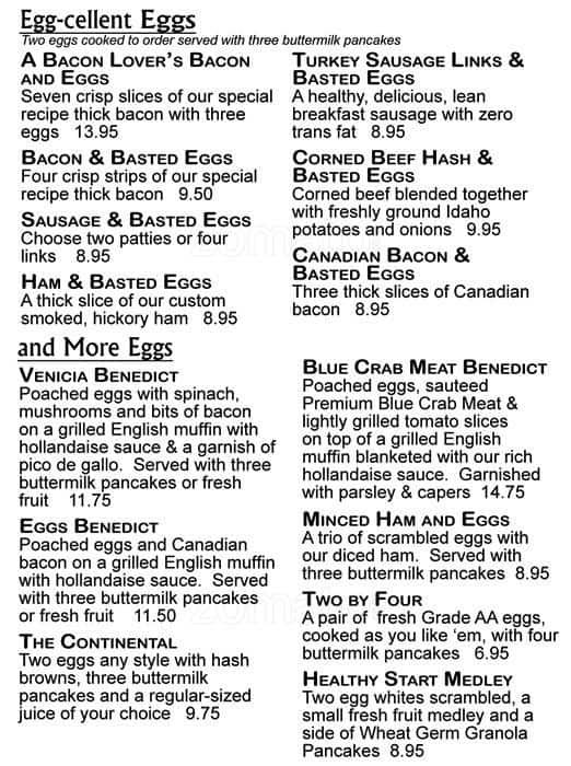 Menu at Walker Bros. Original Pancake House restaurant, Lincolnshire