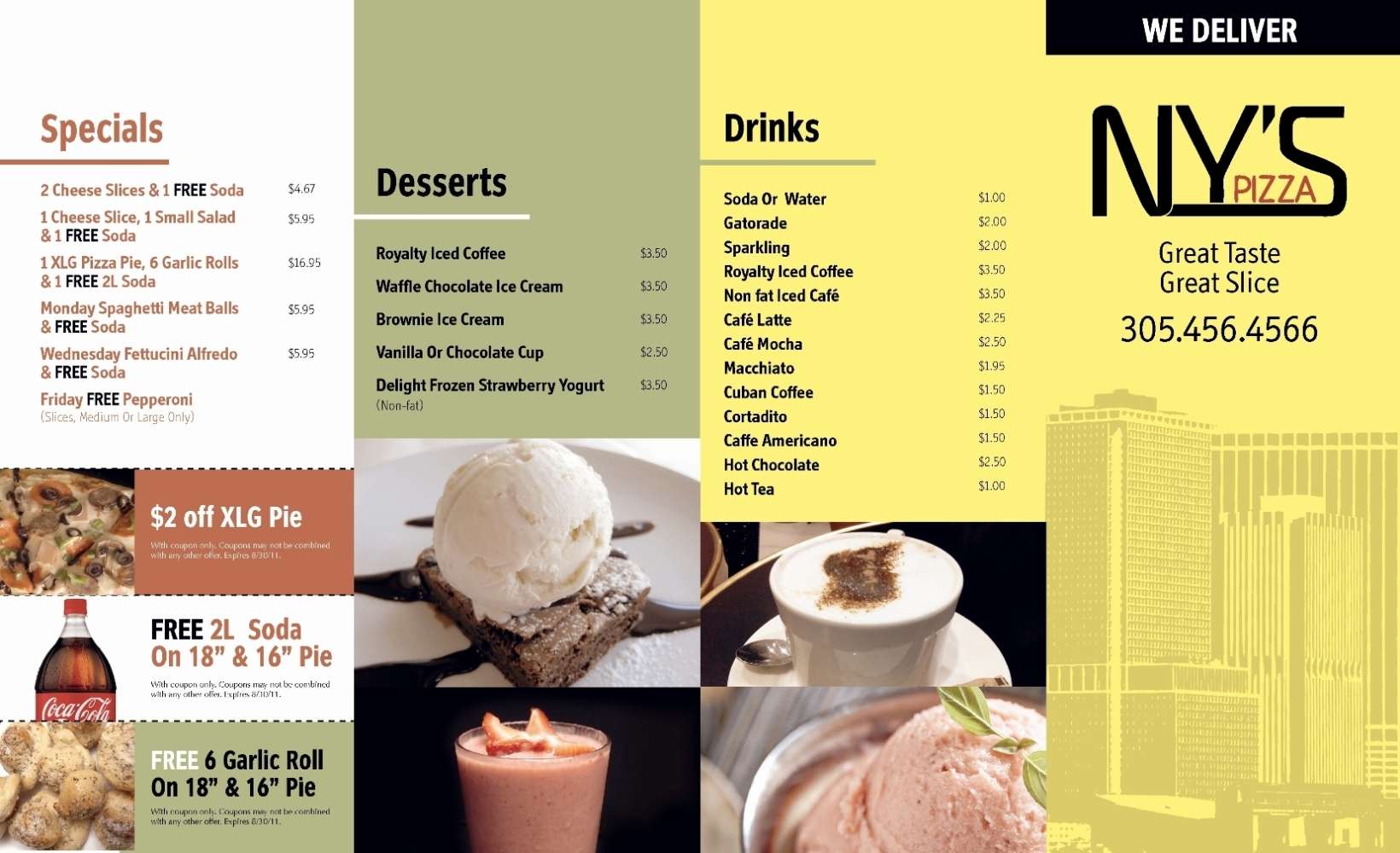 Carta de Ny's Pizza