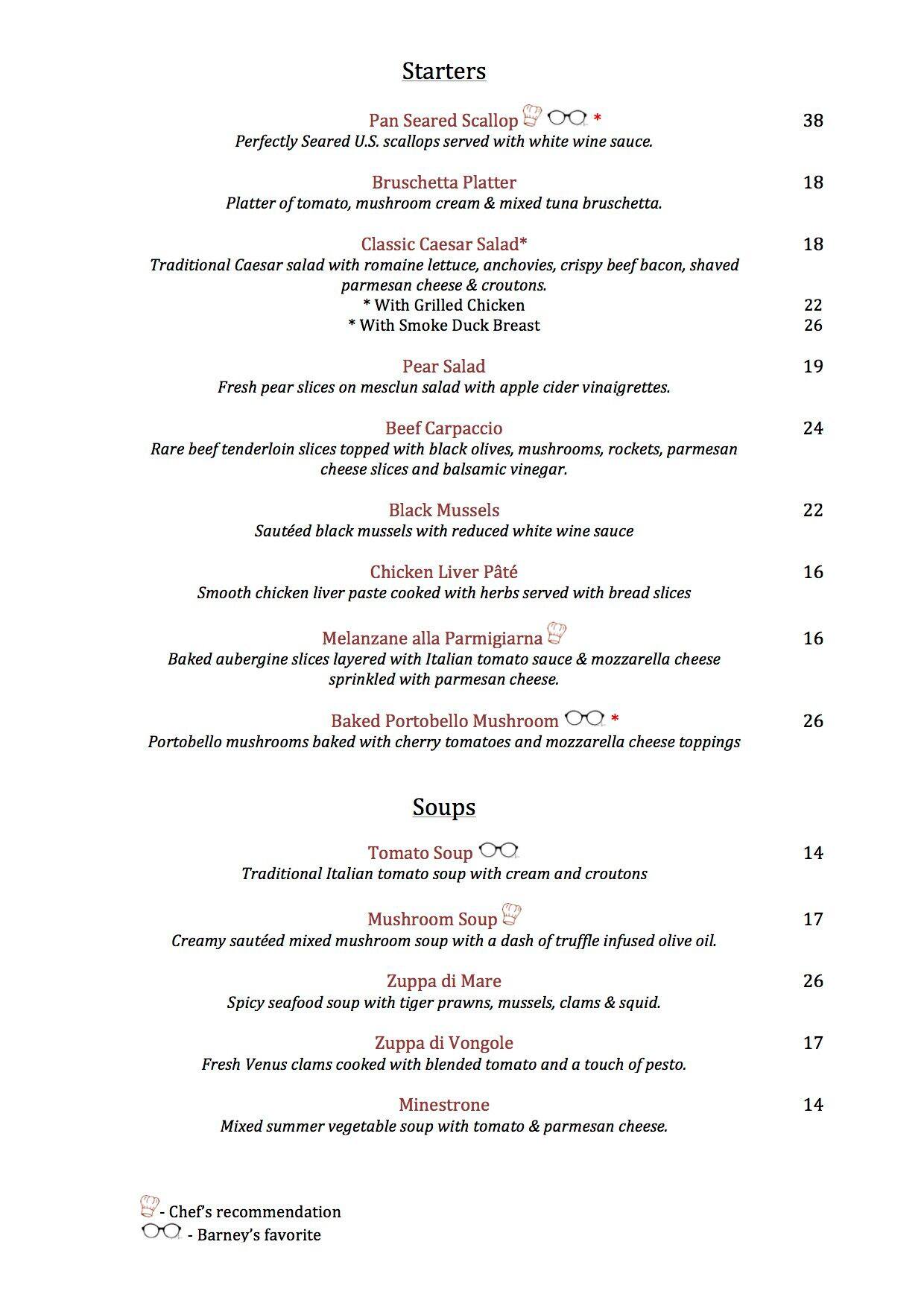 Aria Italian Dining Menu For Bukit Aria Italian Dining Bukit Damansara Menu