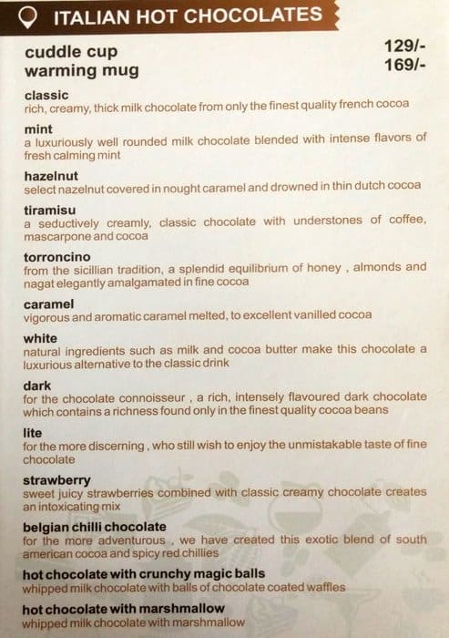 The Chocolate Room Menu Menu For The Chocolate Room