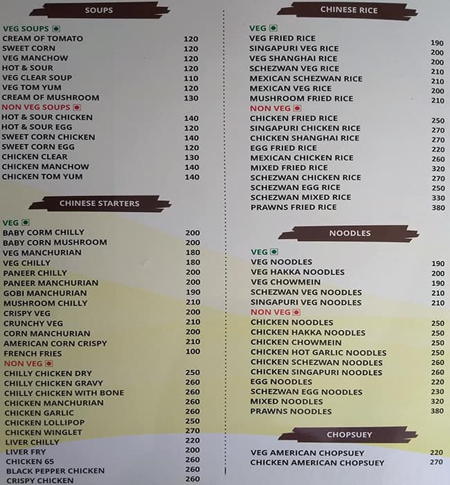 Singh's Restaurant menu