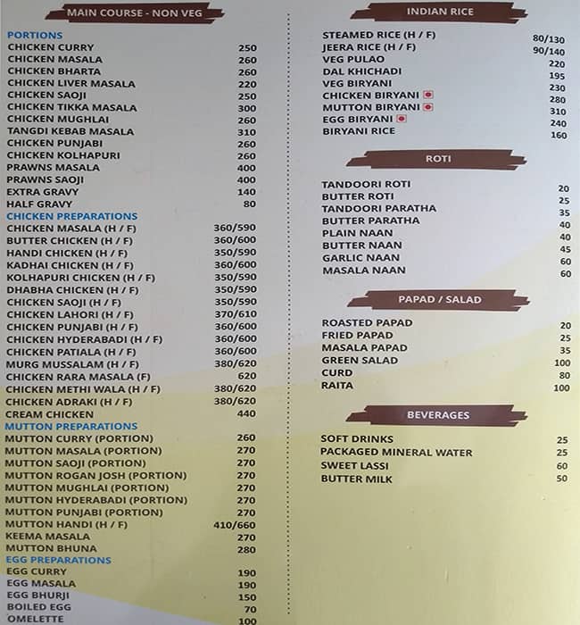 Singh's Restaurant menu
