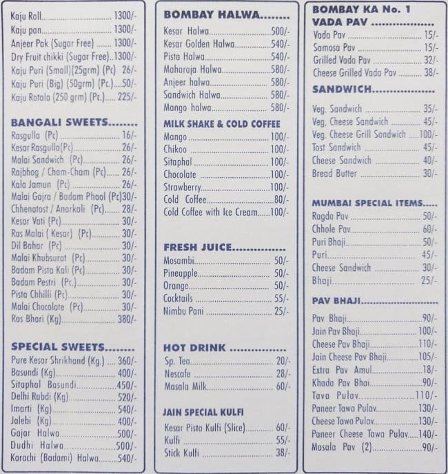 Jain Sweet & Bhelpuri House Menu Zomato