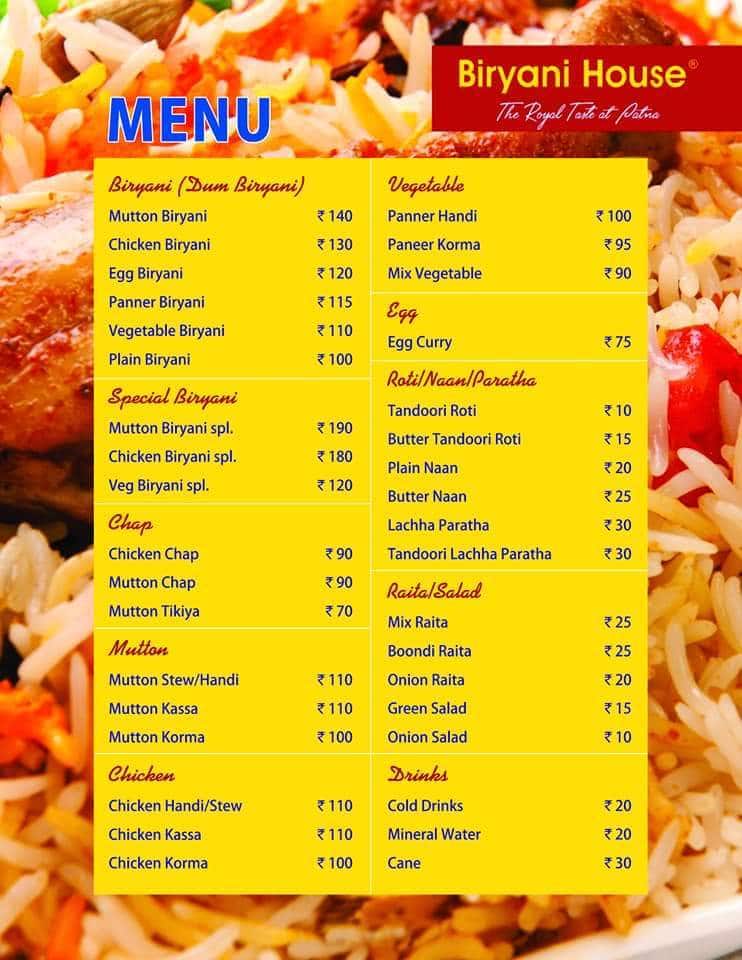 Biryani House Menu, Menu for Biryani House, Golambar, Patna Zomato