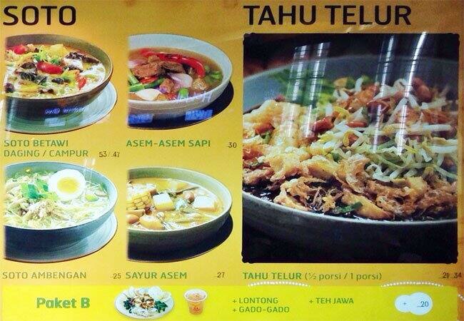 Carta Del Restaurante Sate Khas Senayan Express Yakarta Mall Of Indonesia