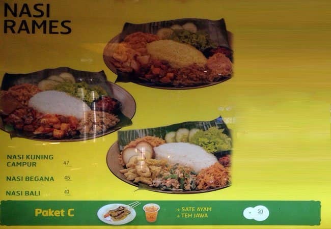 Carta Del Restaurante Sate Khas Senayan Express Yakarta Mall Of Indonesia