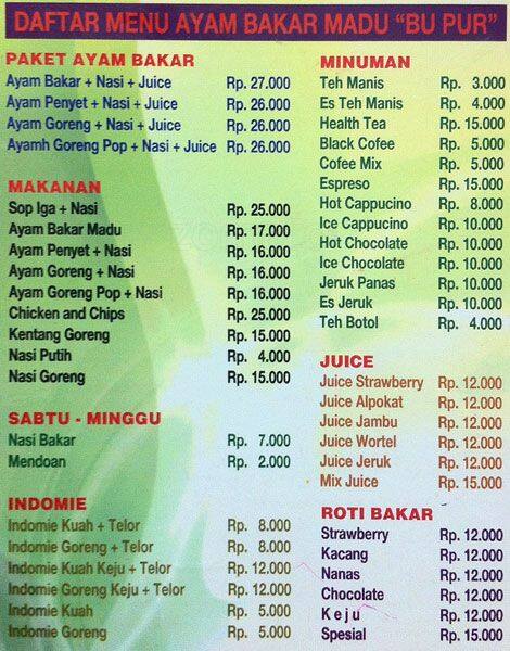 ayam bakar madu quot bu pur quot menu zomato indonesia ayam bakar madu quot bu pur quot menu zomato indonesia