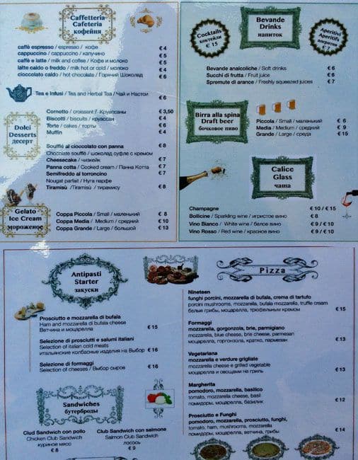 Menu di Nineteen 