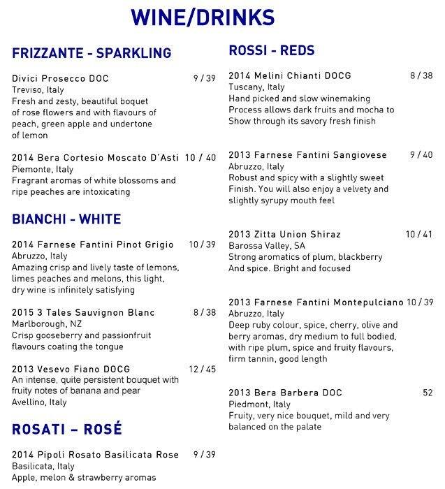 Menu at Antica Pizzeria E Cucina, Hyde Park, 144 B King William Rd