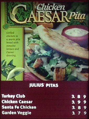 Orange Julius menu