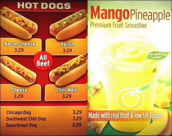 Orange Julius menu